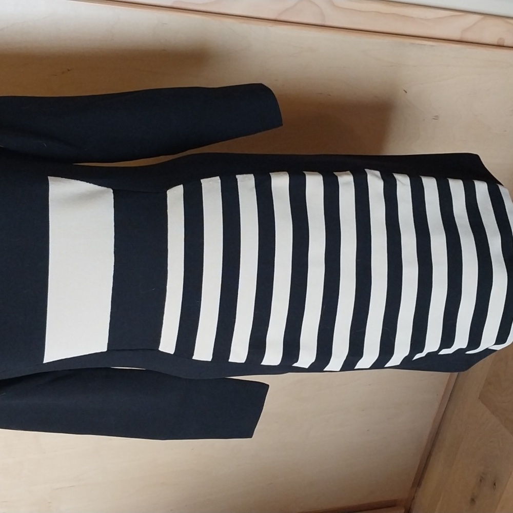 Tribal Black and Creme Striped Knit Dress